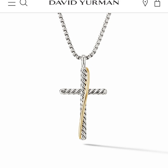 David Yurman Jewelry - David yurman Crossover Cross Necklace in Sterling Silver with 18K Yellow Gold